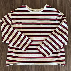 Aritzia TNA Cream and Red Striped Top
